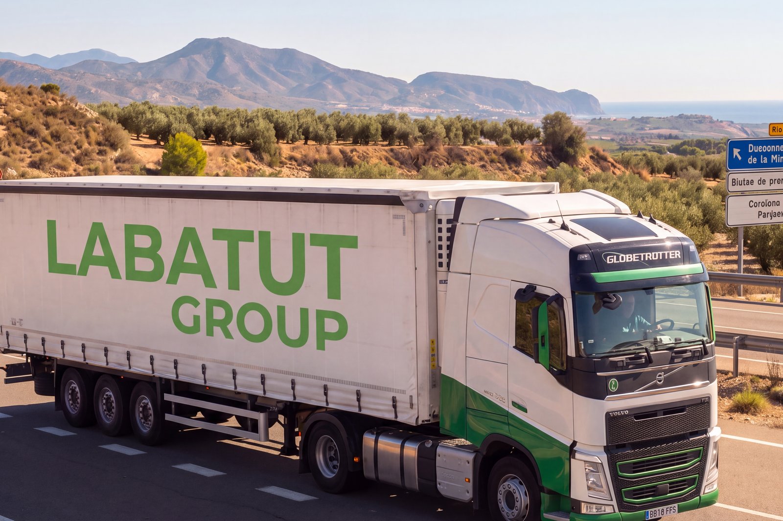 Camion frigorifique Labatut Group sur autoroute méditerranéenne, transport frigorifique de marchandises