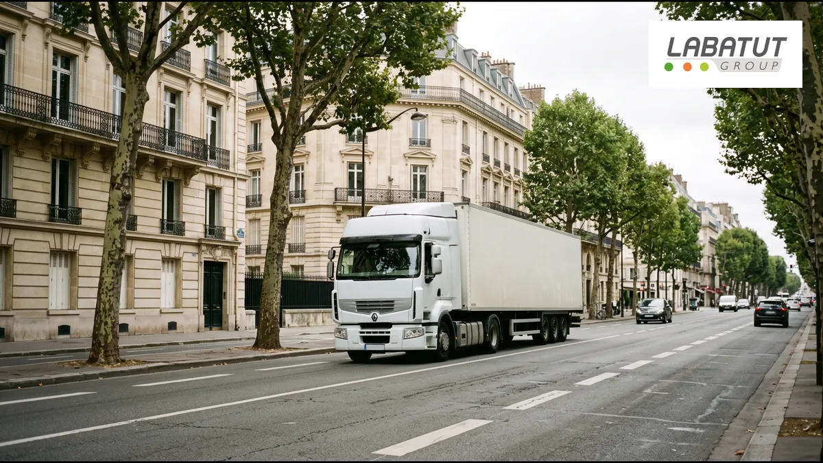Camion blanc sur un boulevard urbain, ZFE